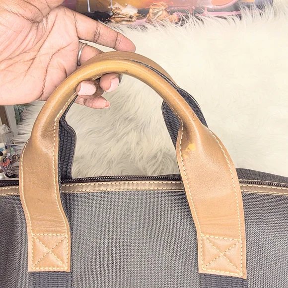 Canvas Tote Bag With Leather Handles Dunhill Logo Nylon Canvas